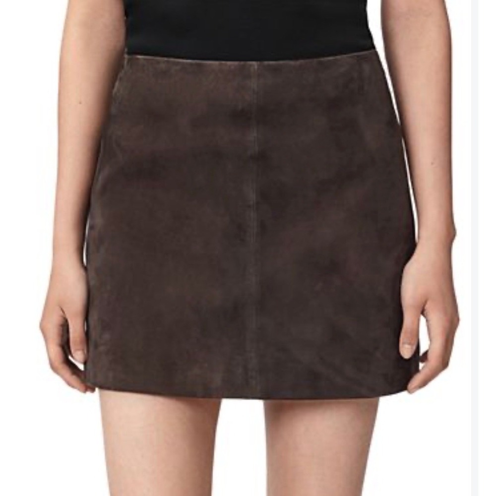 NWT Free People We The Free Suede Skort Black Smocked Waist Mini Skirt XL